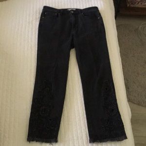 Free People black jeans 30. Cut out& fringe